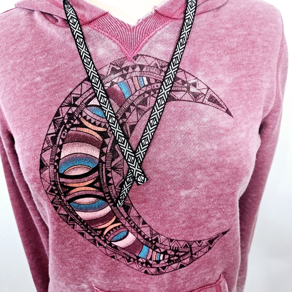 Billabong Crescent Moon Graphic Hoodie in Distressed Pink Size Small - Picture 5 of 12